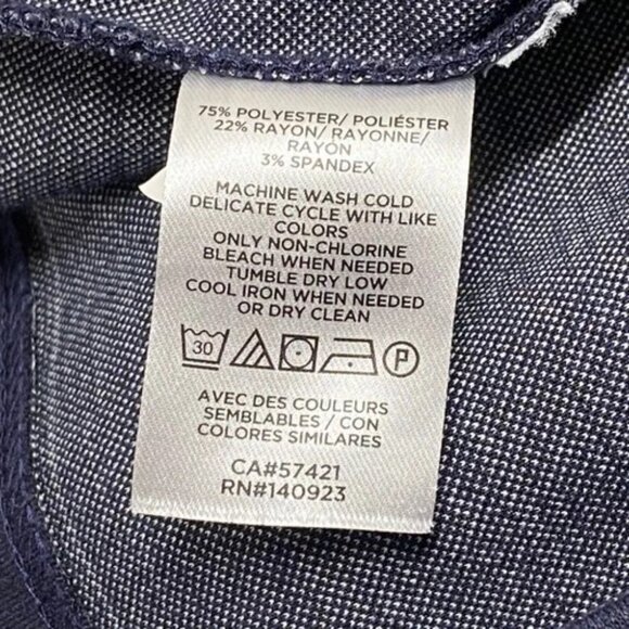 LOFT Ann Taylor Shift Dress Women's Small Navy White Grid Turtleneck Midi EUC - Picture 9 of 11